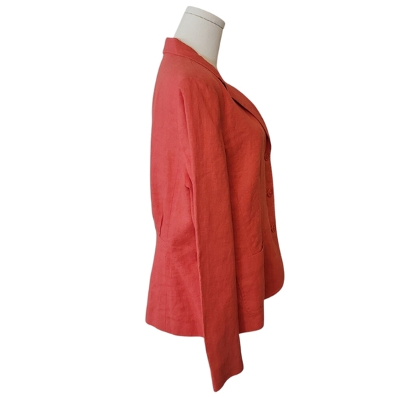 Talbots Coral Irish Linen Blazer Jacket Size 12 - Picture 2 of 4